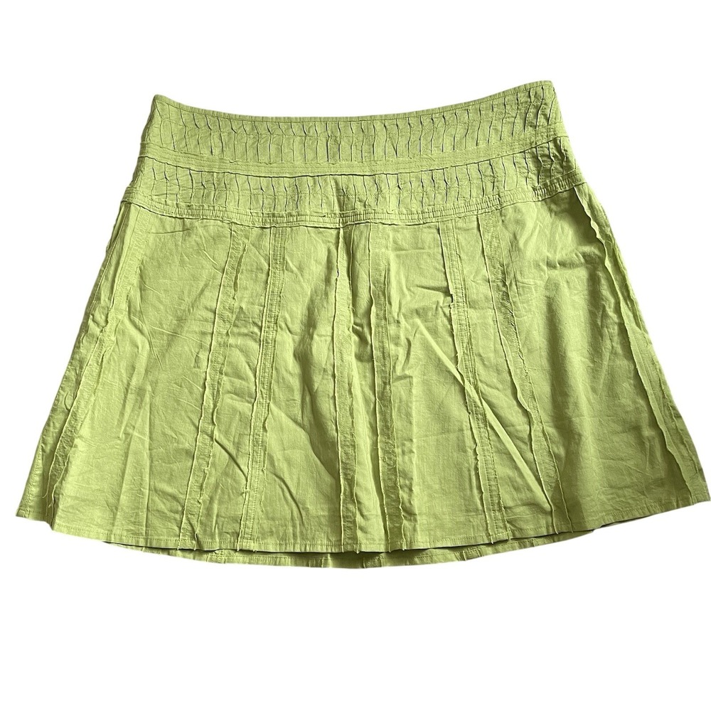 prAna Cotton Raw Edge A-Line mini‎ Skirt women 14 preppy Green preppy coastal - Picture 2 of 7